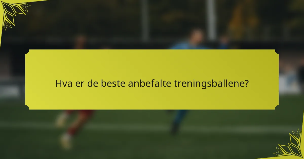 Hva er de beste anbefalte treningsballene?