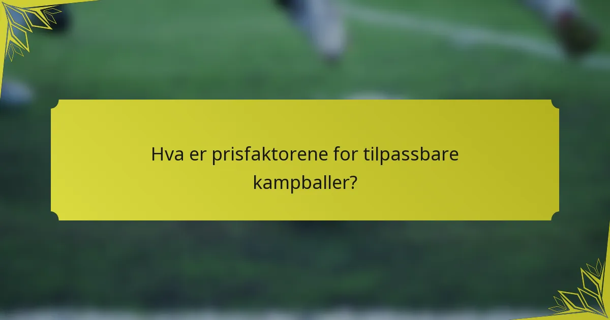 Hva er prisfaktorene for tilpassbare kampballer?