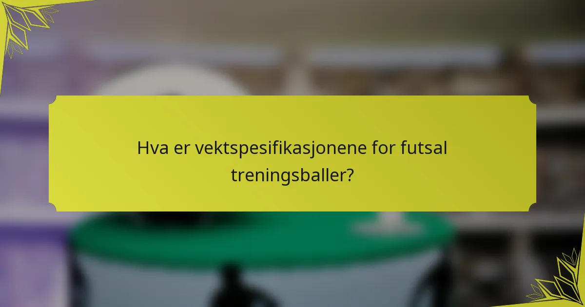 Hva er vektspesifikasjonene for futsal treningsballer?