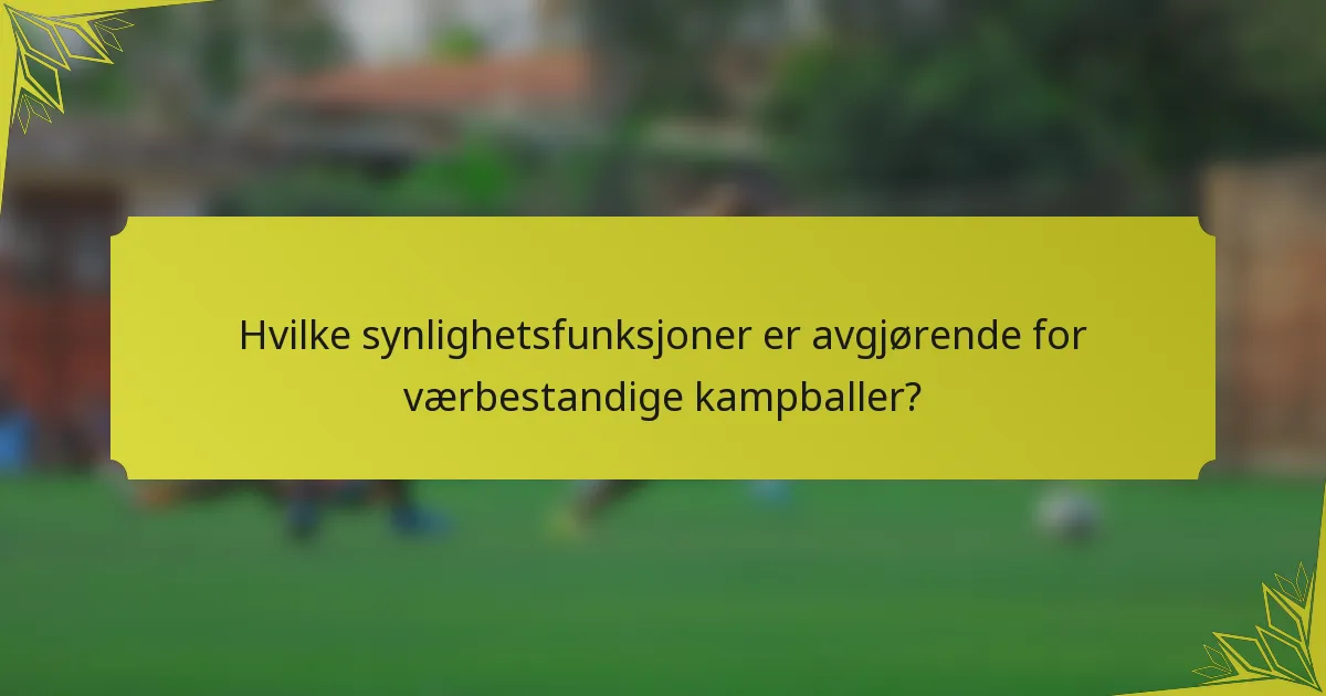 Hvilke synlighetsfunksjoner er avgjørende for værbestandige kampballer?