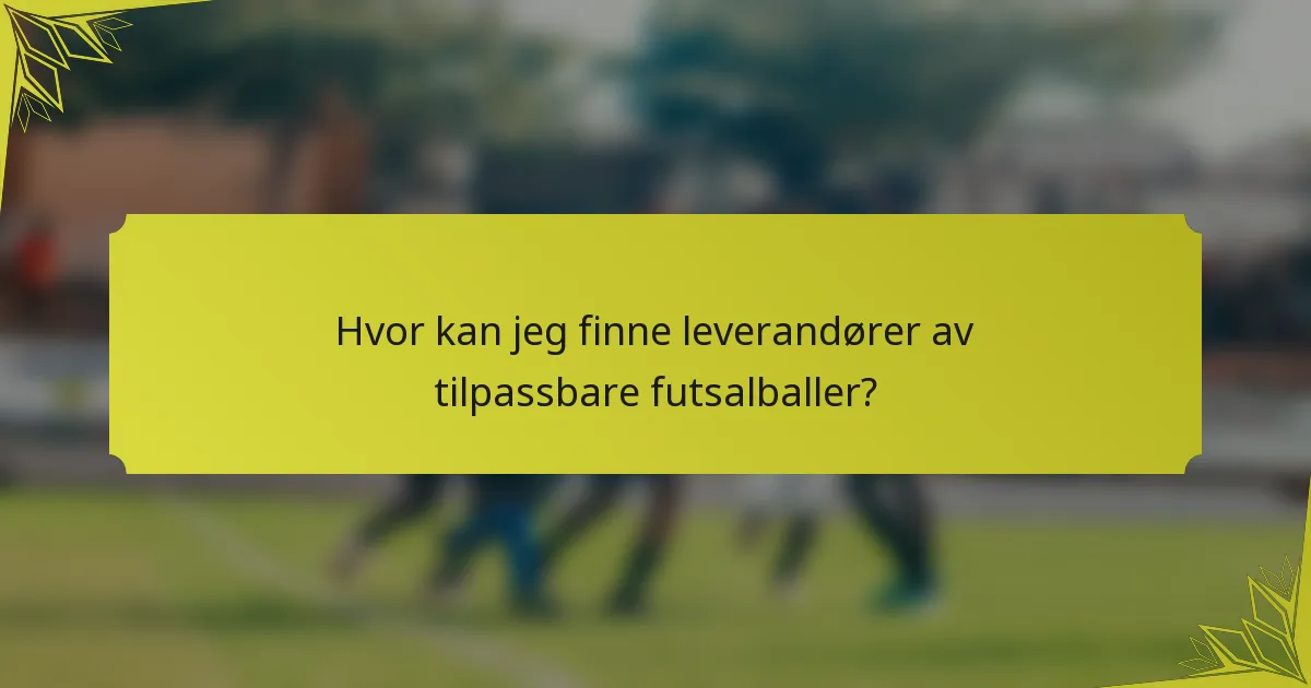 Hvor kan jeg finne leverandører av tilpassbare futsalballer?