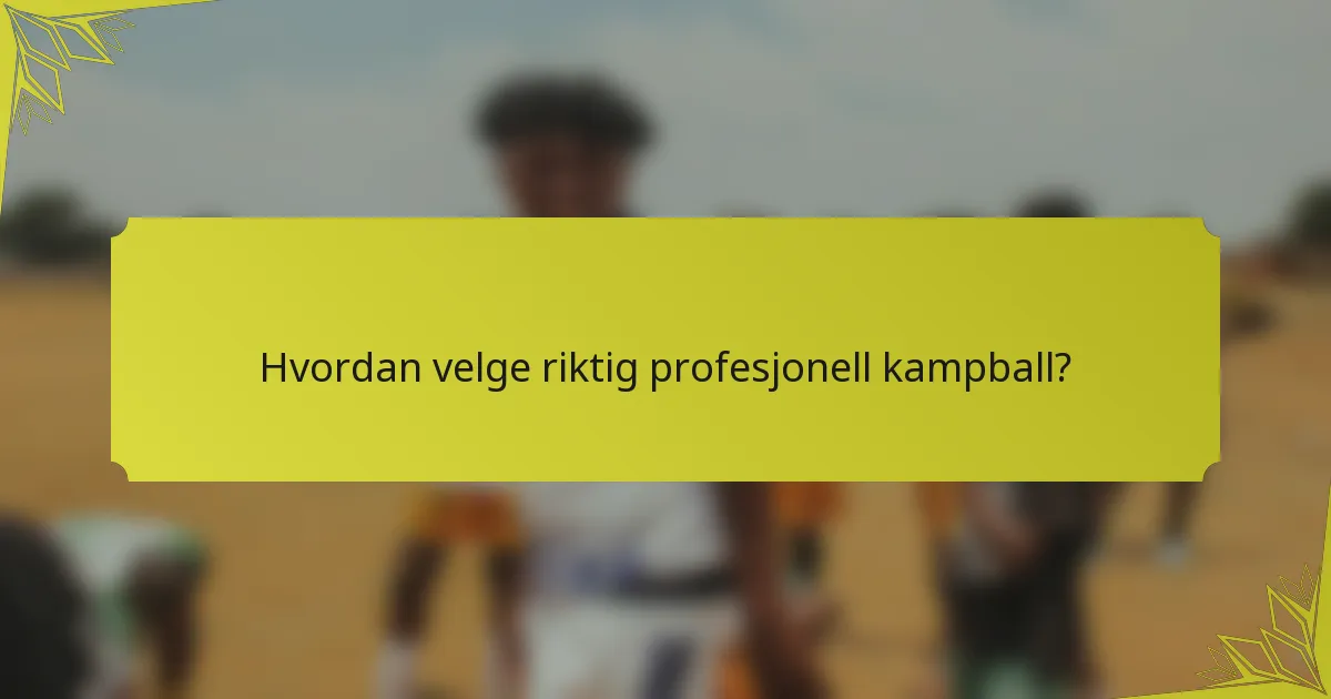 Hvordan velge riktig profesjonell kampball?