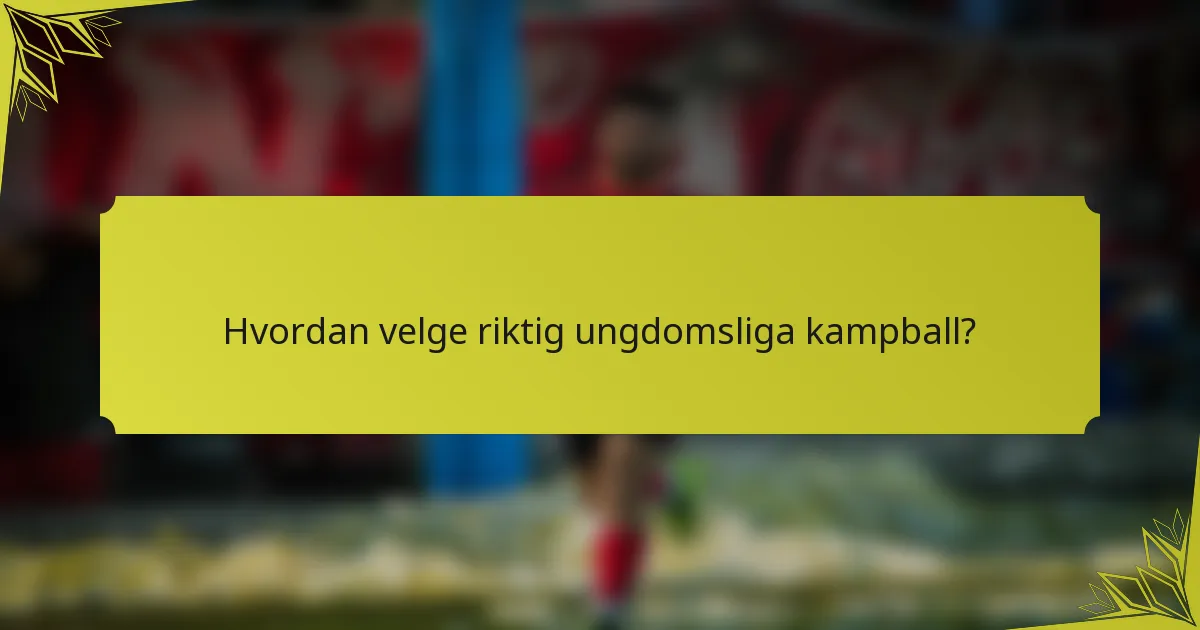 Hvordan velge riktig ungdomsliga kampball?